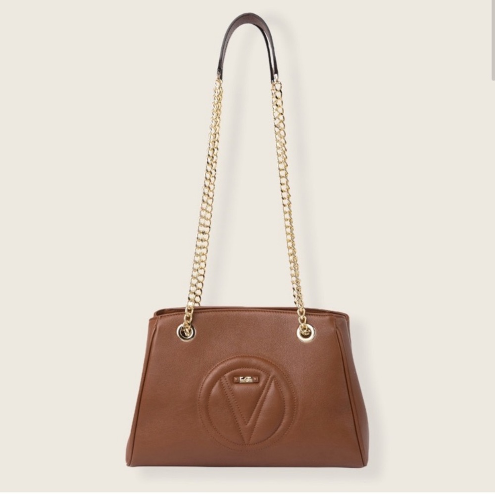 NWT Authentic VALENTINO By Mario Valentino Gold Chain Ladies Crossbody/ Tote Bag - Picture 6 of 15